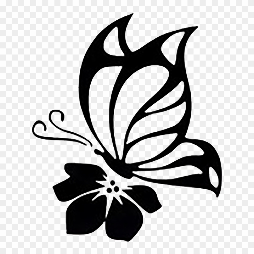 Butterfly On Flower Decal - Butterfly On Flower Silhouette #1353207