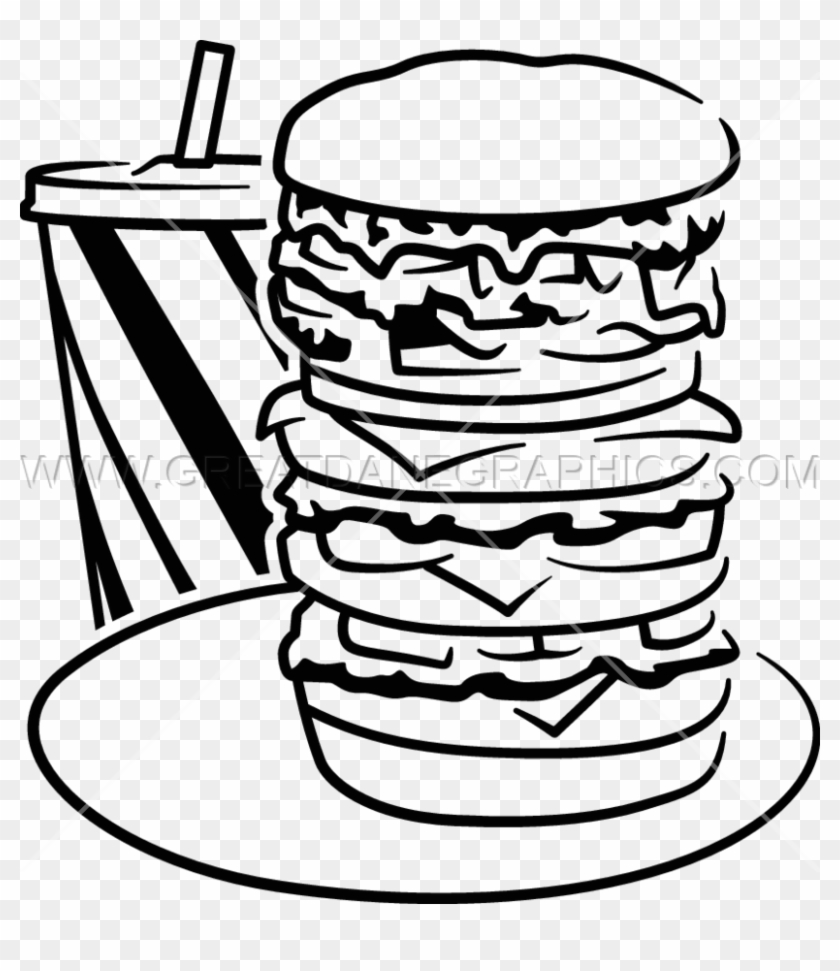 Hamburger Clipart Black And White - Burger In Black And White Png #1353210