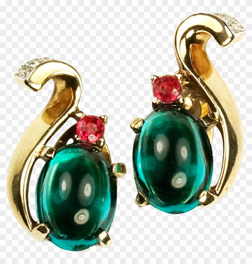 Trifari 'alfred Philippe' Sterling Emerald Cabochon - Emerald #1353310