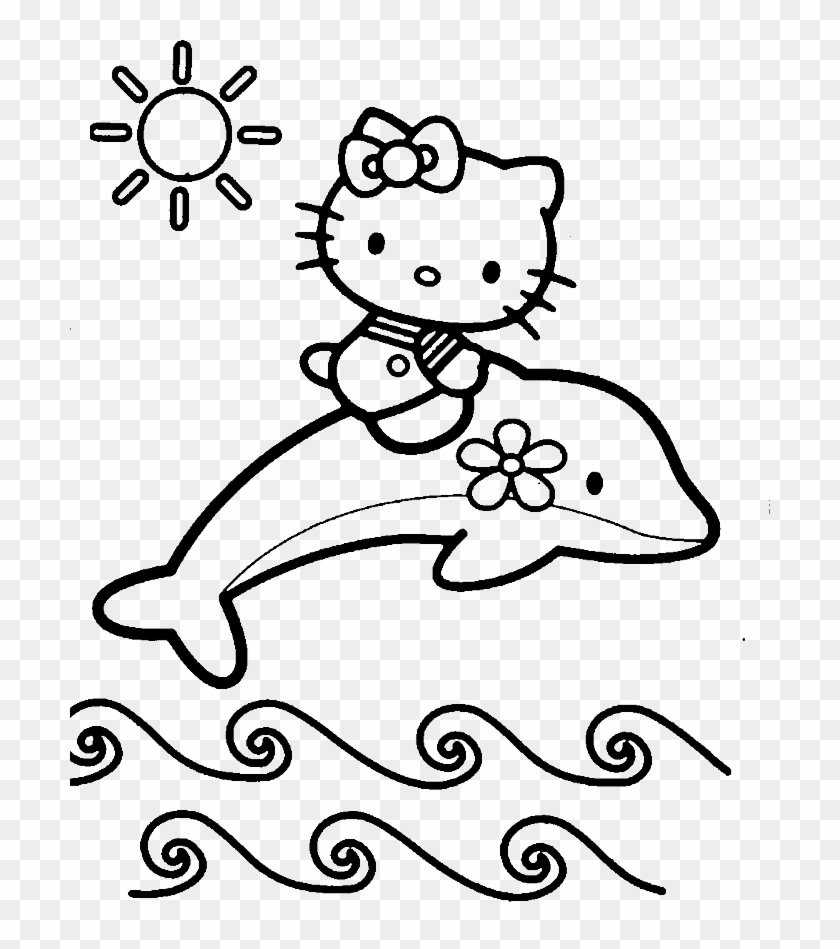 Hello Kitty At The Beach Summer Coloring Picture For - Baby Dolphin Coloring Sheet #1353369