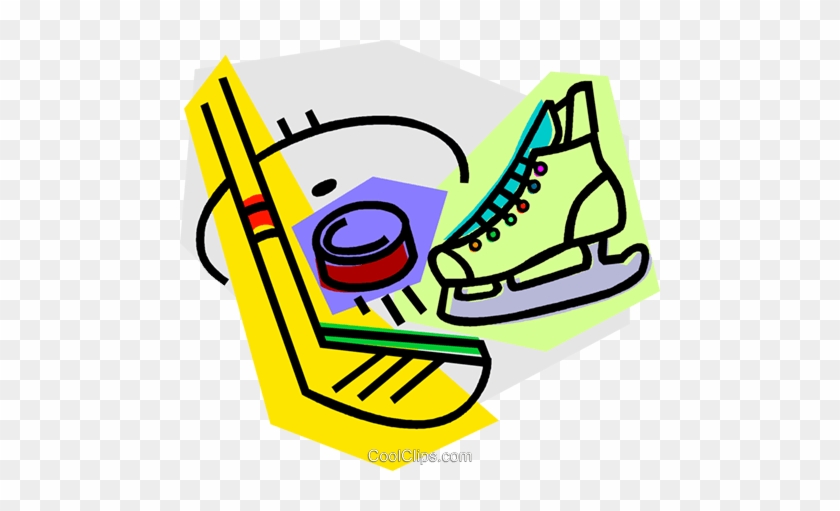 Hockey Stick With Skates And Puck Royalty Free Vector - Clip Art #1353449