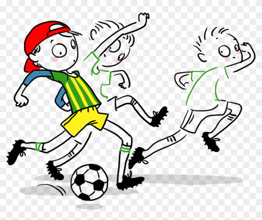 A Drawing Of Boys Playing Football - Drawing #1353487