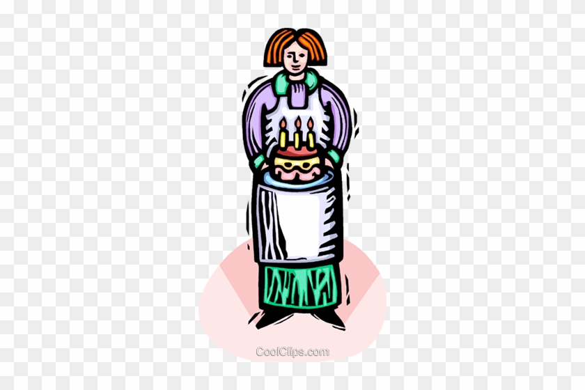 Woman With A Birthday Cake Royalty Free Vector Clip - Woman With A Birthday Cake Royalty Free Vector Clip #1353653