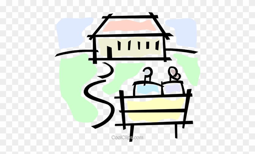 Two People Sitting On A Bench Royalty Free Vector Clip - Panchina Due Persone #1353717