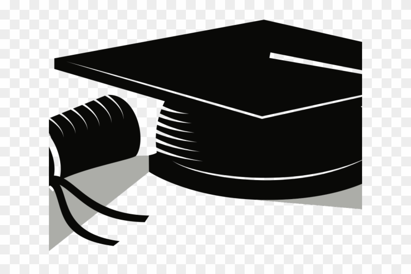 Graduation Clipart Grade School - Graduation Cap And Scroll Black And White #1353827