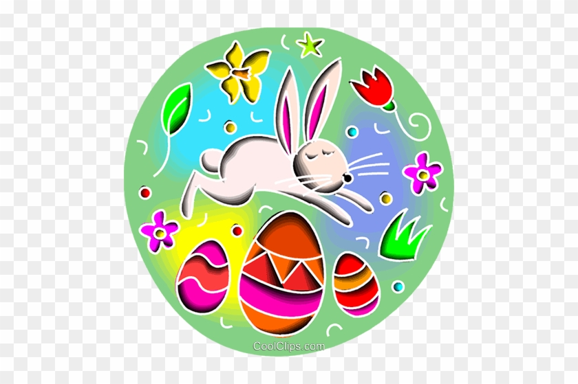 Easter Bunny Jumping Over Easter Eggs Royalty Free - Easter Bunny Jumping Over Easter Eggs Royalty Free #1353886