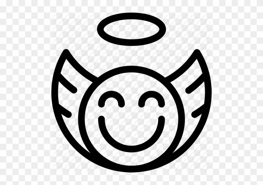 Angel Icon Clipart Smiley Computer Icons Clip Art - Angel Emoji Black And White #1354064