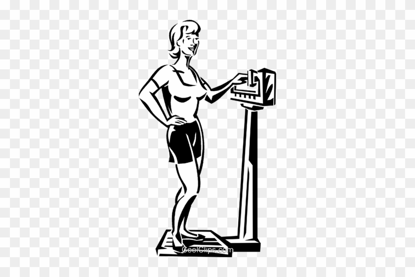 Woman Standing On A Scale Royalty Free Vector Clip - Woman Standing On A Scale Royalty Free Vector Clip #1354304