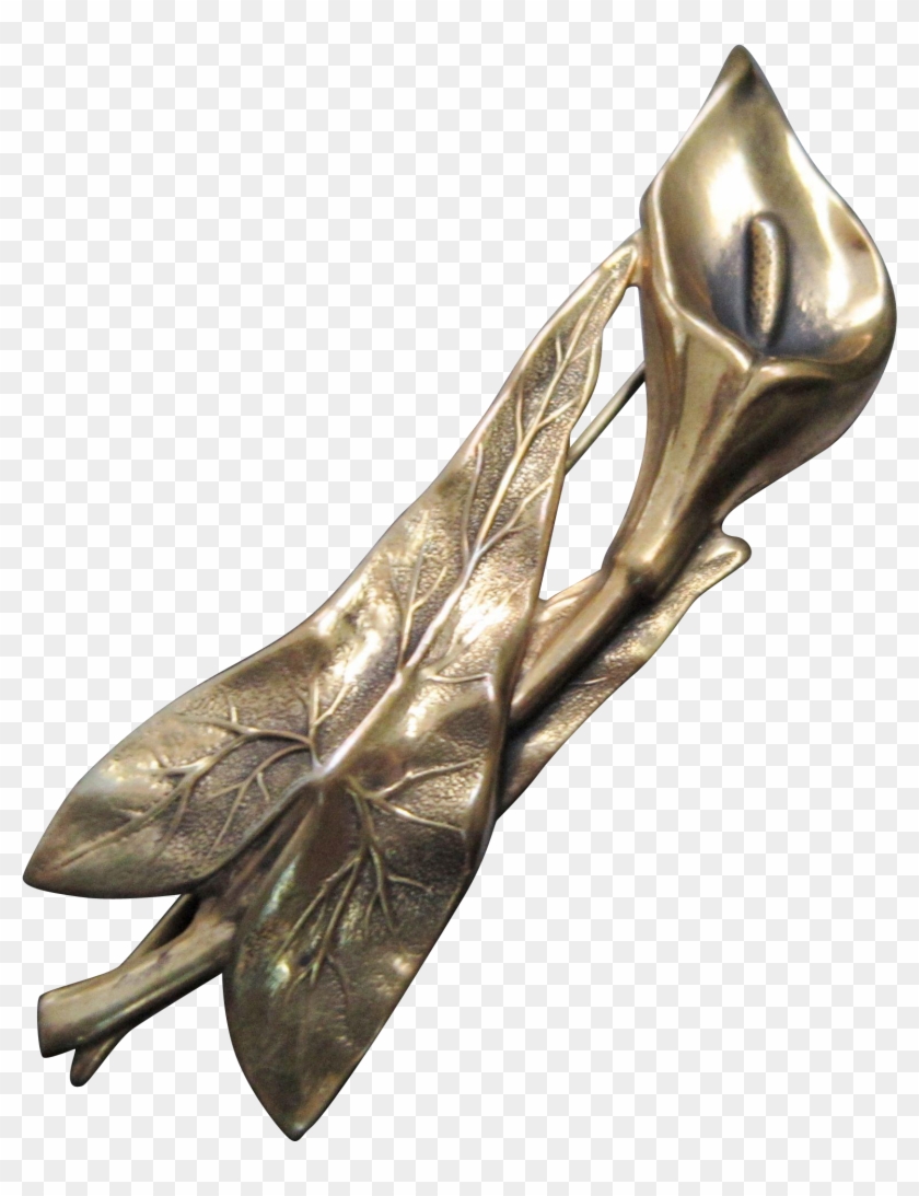 Antique Art Nouveau Gold Tone Metal Calla Lily Flower - Lily #1354403
