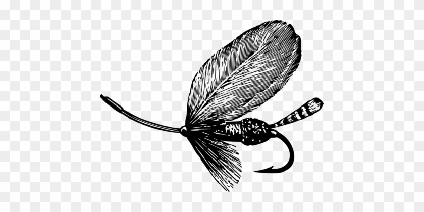 Fishing Baits & Lures Fly Fishing Fish Hook Recreational - Clip Art Of Fly Fishing Black And White #1354453