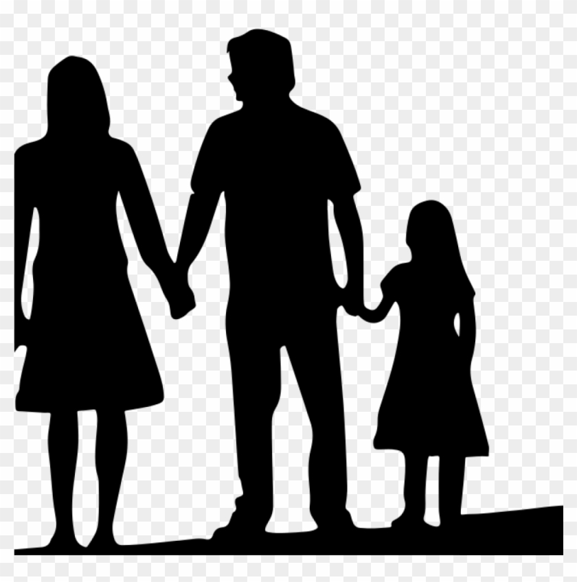 Free Family Silhouette Clip Art 19 4 Person Family - Family Cartoon Black And White #1354591