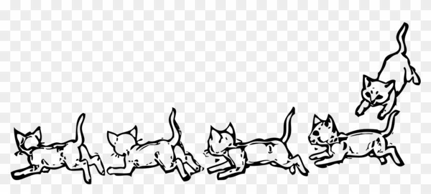 Kitten Clipart Run - Kittens Clip Art Black And White #1354784