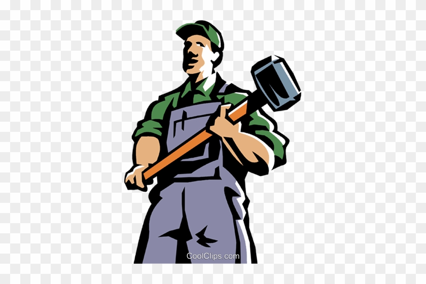 Man Standing With A Sledgehammer Royalty Free Vector - Vorschlaghammer Clipart #1355040
