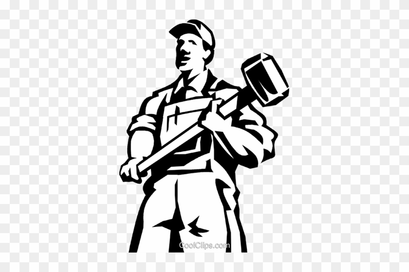 Clip Art Man Standing With A Sledgehammer Royalty Free - Homem Com Marreta Vetor #1355042