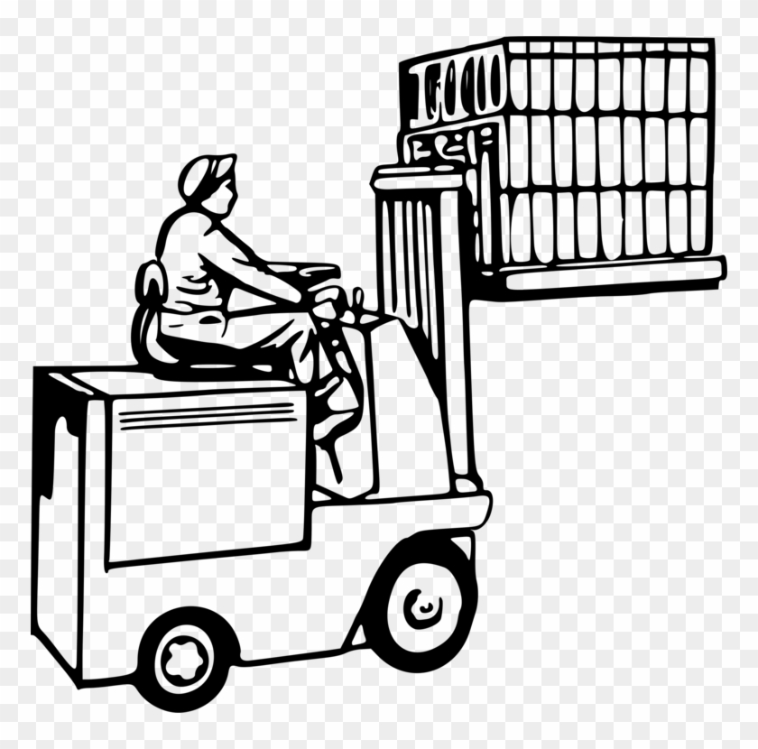 Forklift Operator Drawing Warehouse Pallet - Fork Truck Clip Art #1355465