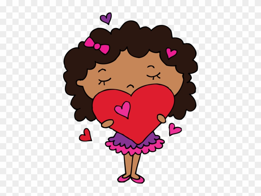Cute Clipart Of Girl Holding A Heart - Curly Girl Clip Art #1355515