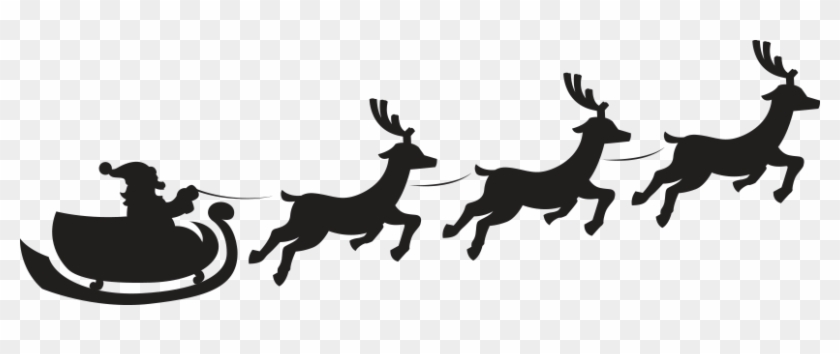 Santa And Reindeer Silhouette Cut File #1355888