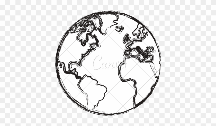 Snowglobe Drawing Realistic Svg Royalty Free Library - World Map Globe Sketch #1355895