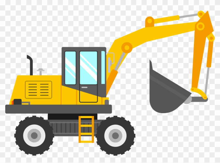 Dozer Vector Excavator - Wheel Excavator Clip Art #1356741