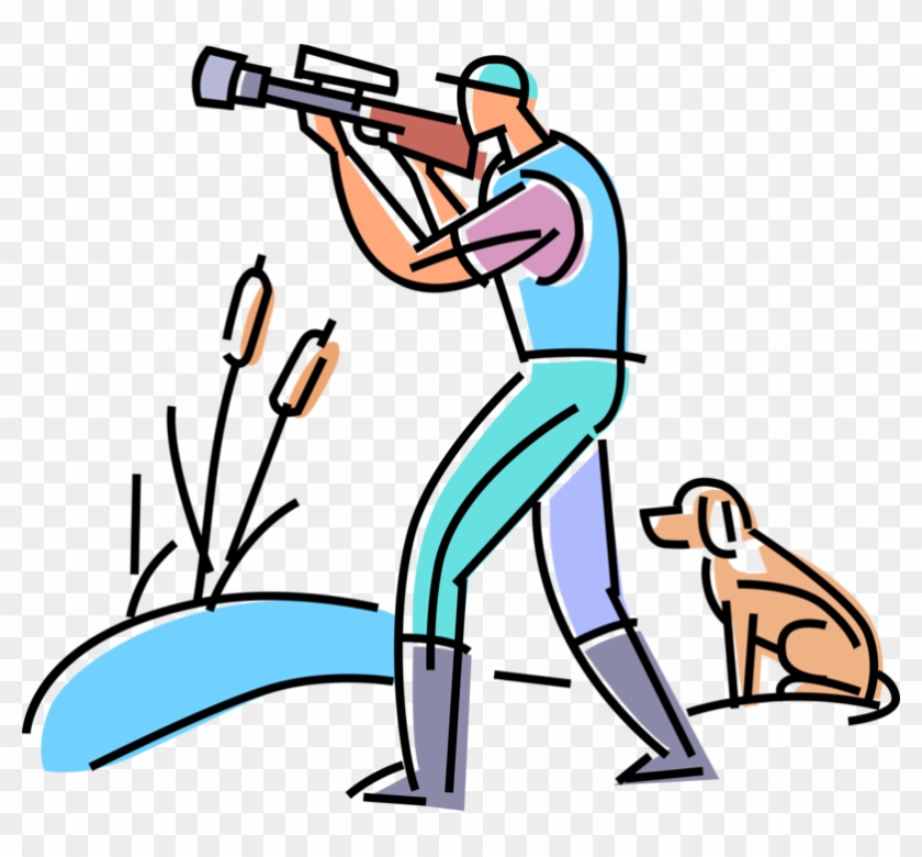 Vector Illustration Of Waterfowl Duck Hunter Hunting - Illustration #1357085