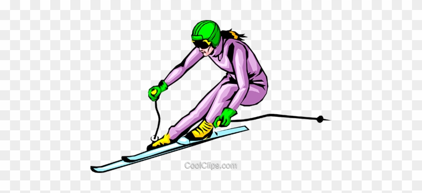Woman Skier Royalty Free Vector Clip Art Illustration - Skiing #1357105