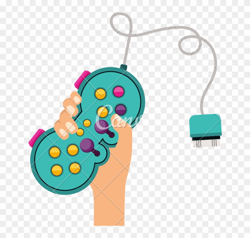 Hand Holding Videogame Controller - Illustration #1357201