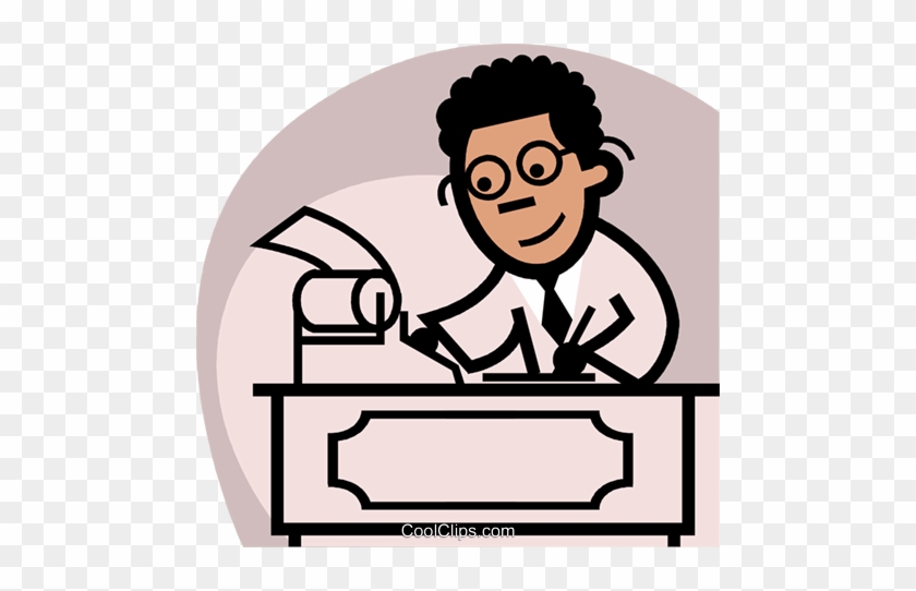 An Accountant Crunching Numbers Royalty Free Vector - Cartoon Picture Of An Accountant #1357329