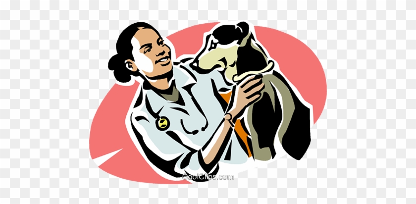 Vet With A Dog Royalty Free Vector Clip Art Illustration - Veterinary Clip Art #1357727
