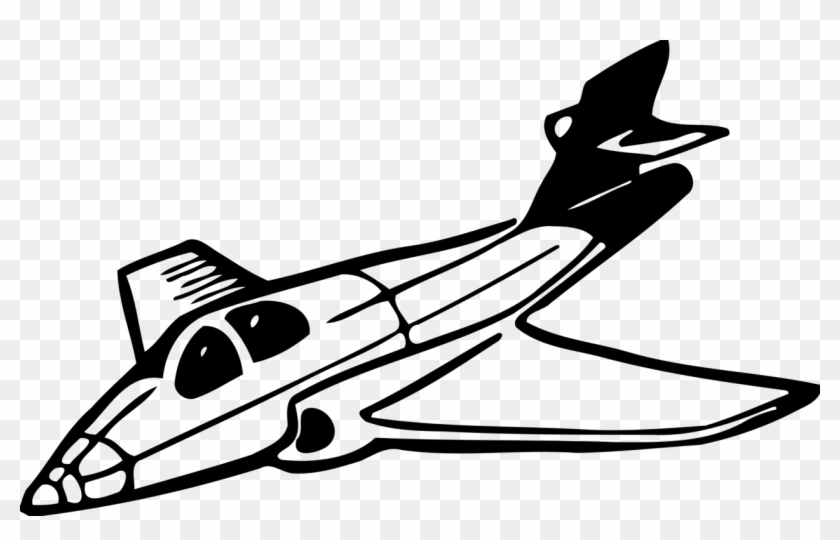 Airplane Aircraft Fighter Drawing Banner Free Library - Black And White Clip Art Jet #1357760
