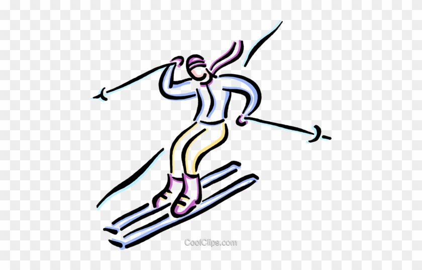 Person Downhill Skiing Royalty Free Vector Clip Art - Cartoon Skier #1357859