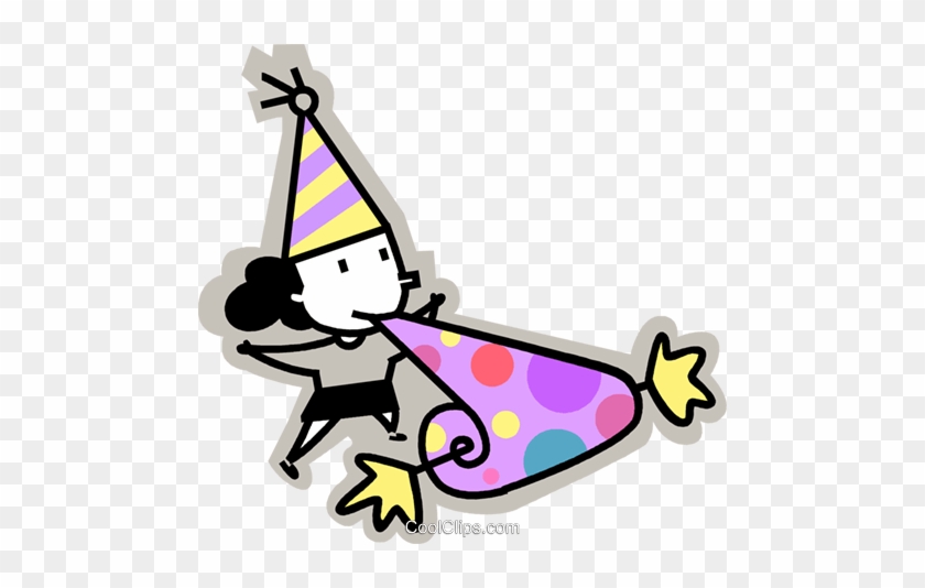 Birthday Girl Blowing Into A Noise Maker Royalty Free - Clip Art #1357938