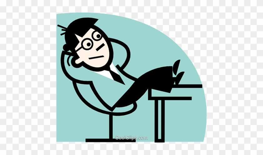 Relaxing At Desk Royalty Free Vector Clip Art Illustration - Kid Speaking #1358163