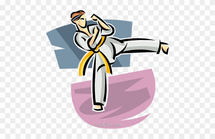 Martial Artist Kicking Royalty Free Vector Clip Art - Illustration #1358357