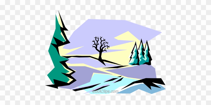 Winter Scene Royalty Free Vector Clip Art Illustration - Winter Scene Royalty Free Vector Clip Art Illustration #1358903