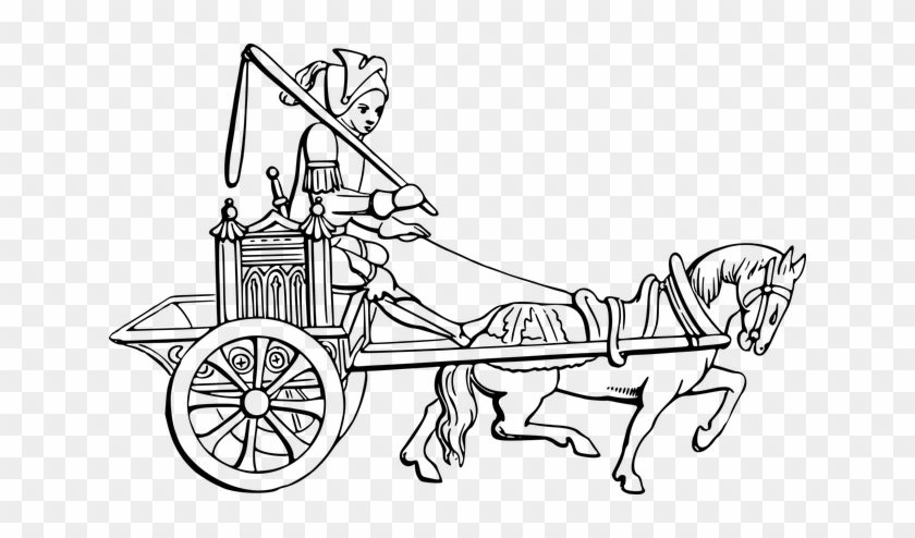 Cabriolet, Carriage, Chariot, Charioteer, Horse - Horse Drawn Cart Medieval #1359302