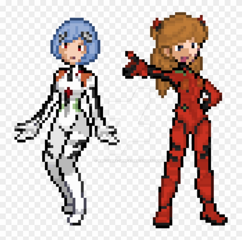 Vector Freeuse Stock Ayanami Rei And Langley - Rei Ayanami Pixel Art #1359360