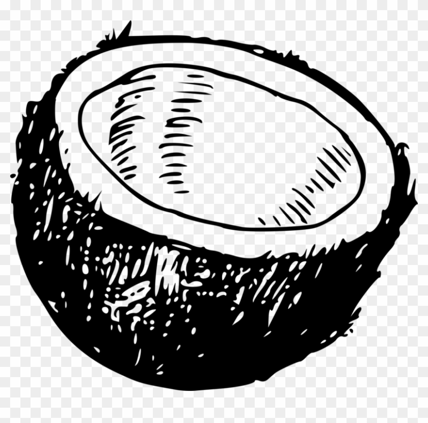 Arecaceae Coconut Computer Icons Drawing Line Art - Coconut Shell Black And White #1359859
