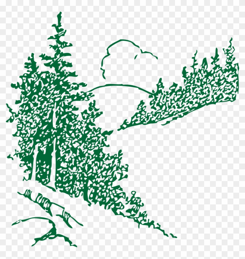 All Photo Png Clipart - Mountain With Trees Outline #1360008