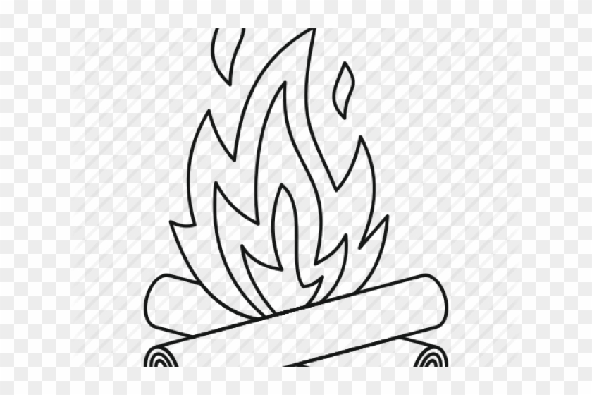 Drawn Campfire Fire Wood Outline Of A Bonfire Free Transparent Png