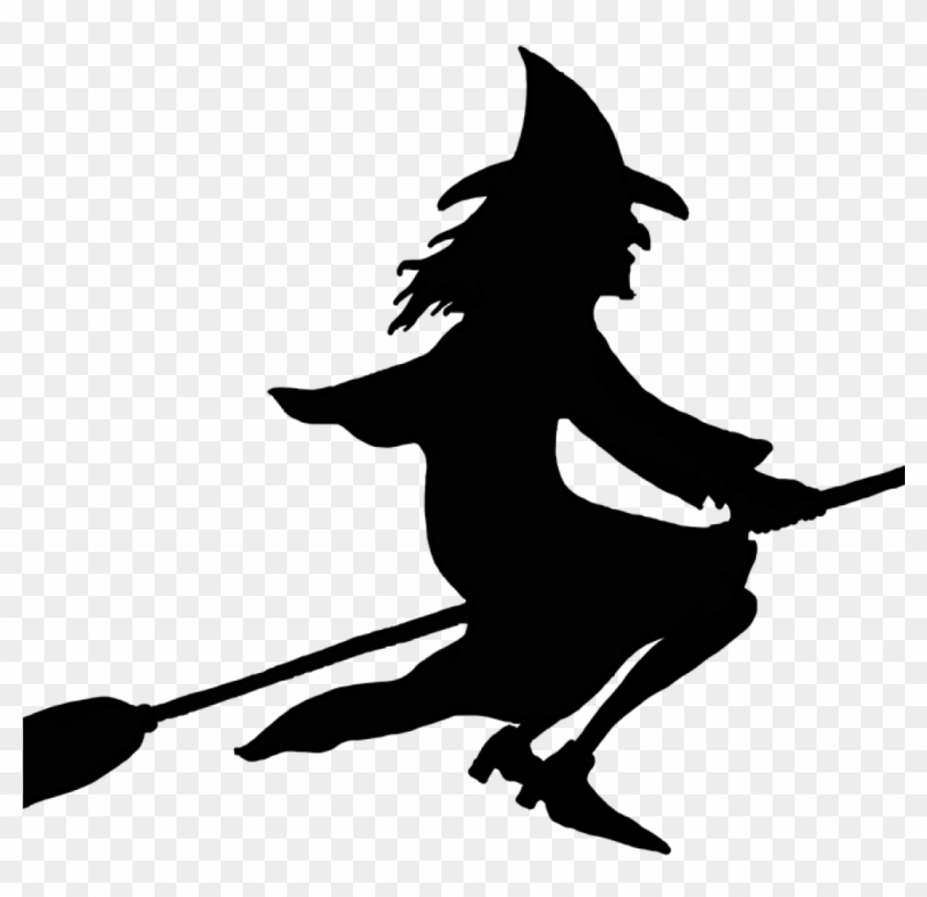 Witch On Broom Clipart Witch On Broomstick Silhouette - Transparent Background Witch Clipart #1360251