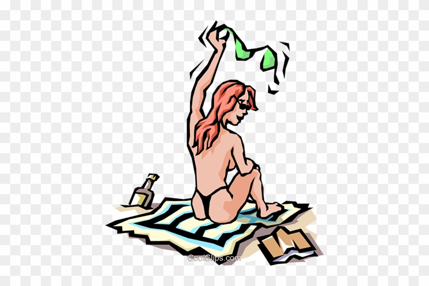 Topless Swimmer Royalty Free Vector Clip Art Illustration - Toplessness #1360702