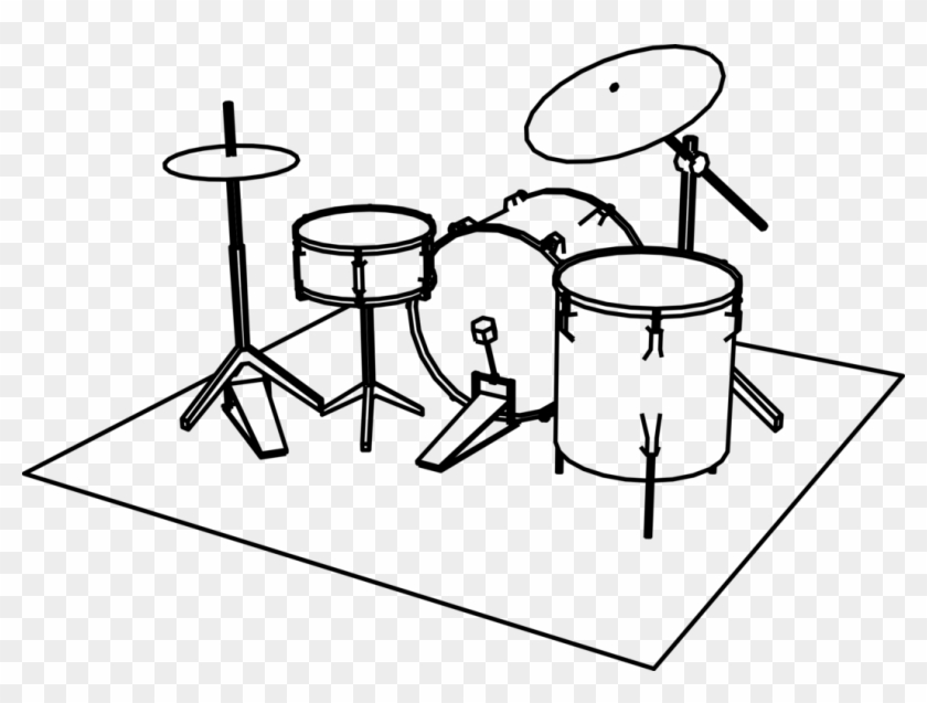 Drum Kits Line Art Percussion Musical Instruments - Drum Kit Line Drawing #1361279