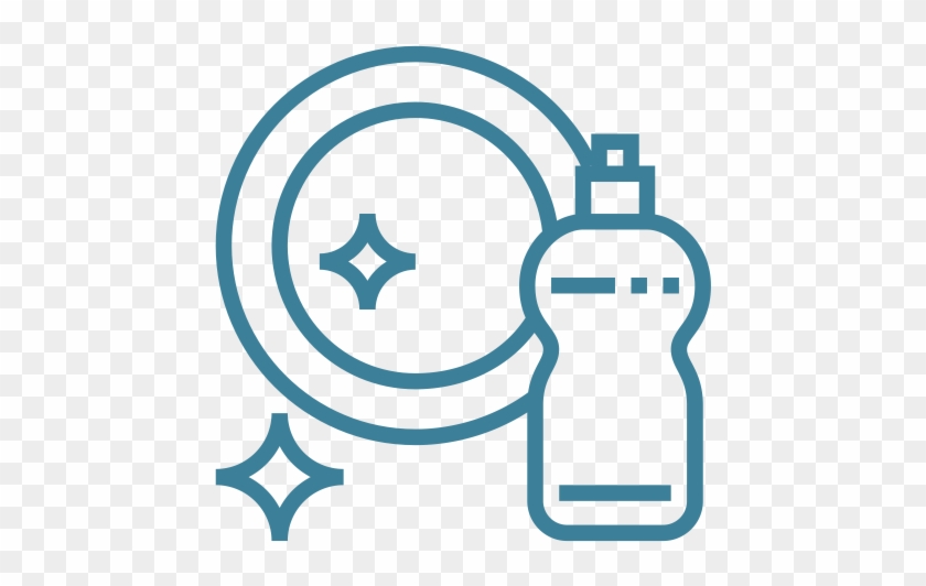 Clean The Dishes, Linear, Simple Icon - Wash Dishes Clipart Black And White #1361324