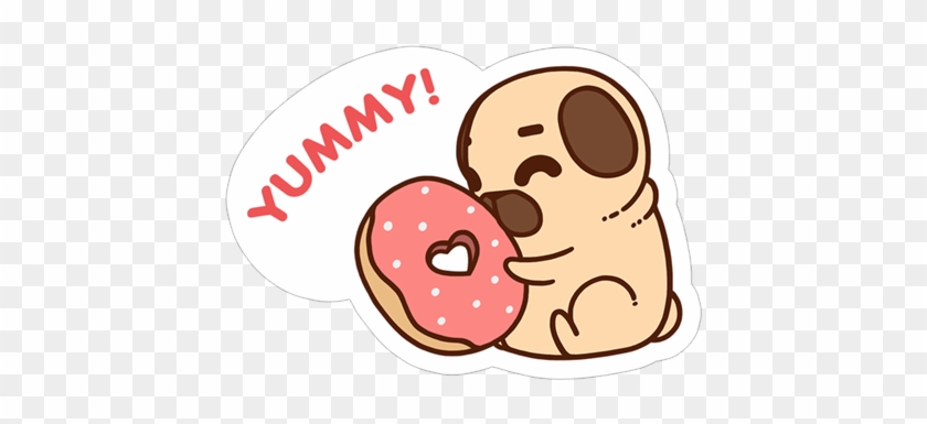 Viber Sticker «lovely Puglie» - Pug In A Donut #1361353
