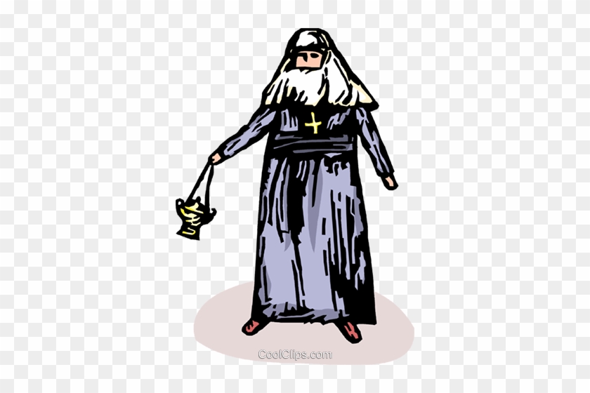 Nun With Incense Royalty Free Vector Clip Art Illustration - Illustration #1361450