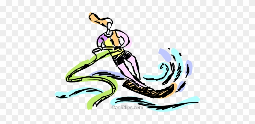 Woman Water Skiing Royalty Free Vector Clip Art Illustration - Illustration #1361510
