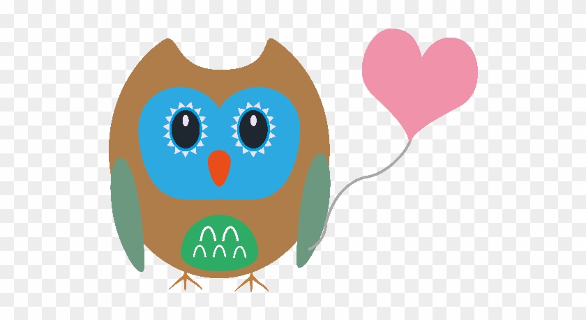 Owl With Heart Balloon - Heart #1361546