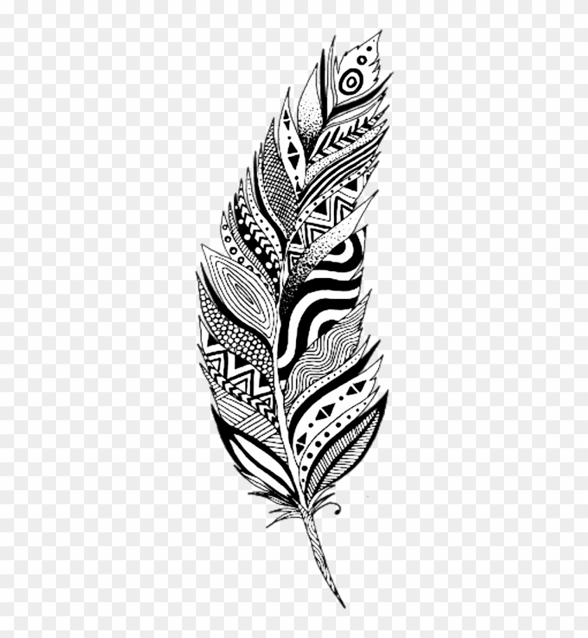 Feather Black Boho Bohemian Bohofeathers Featherart - Black And White Feather Art #1361572