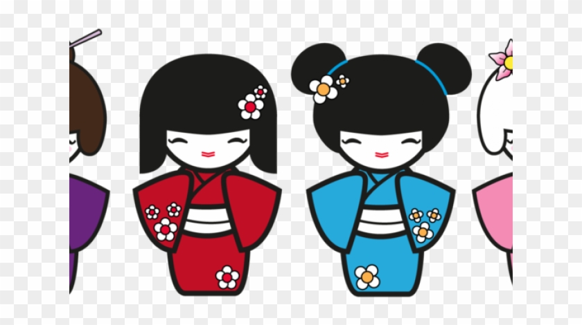 Kimono Clipart Geisha - Kokeshi Dolls Cliparts.