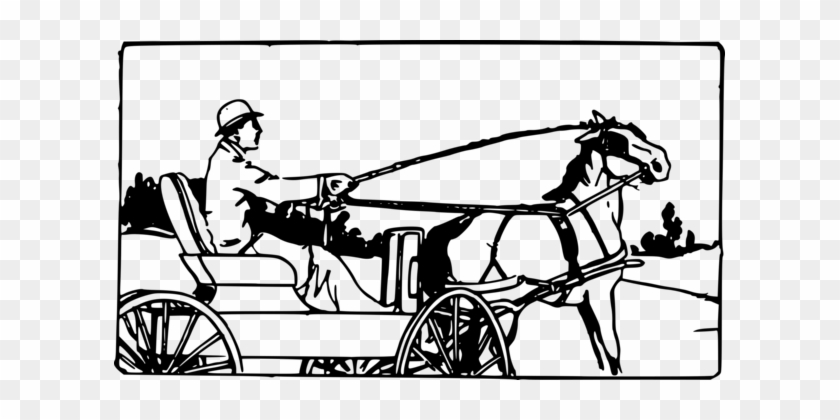 Horse And Buggy Equestrian Horse-drawn Vehicle Horse - Ghora Gari Clipart Black And White #1362188